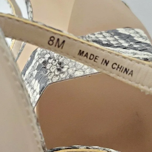 PELLE Moda Sandals Olya Sandal In Black White Snake Print Size 8 - Picture 10 of 11